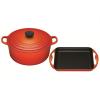 Le Creuset Round French Oven 26cm 24cm Square Grill Volcanic