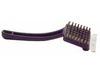 Curved handle grill brush. 10.5?, plastic with stainless steel bristles and scraper