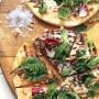 Grilled Pizza with Harissa and Herb Salad