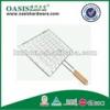 Bbq grill basket Wood Handle Non-stick BBQ Vegetable Basket