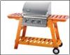 CE Approval 3 Burners gas bbq grill / Stainless Steel smokeless grill with foldable wooden Stand