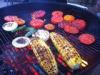 It takes just a few minutes on the grill to get a nice char on the vegetables for the fire-roasted salsa.