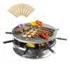 Andrew James Luxury Rustic Stone Raclette Grill with Thermostatic Heat Control Includes Eight Raclette Spatulas Large 37cm Diameter Cooking Surface Patented Oil Drainage System