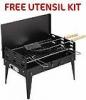 Folding Portable Charcoal Barbecue BBQ Barbeque Grill - Briefcase style